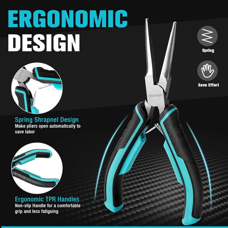 DURATECH Mini Pliers Set, 6PCS Jewelry Pliers Set, CRV Construction, Includes Needle Nose, Diagonal, Long Nose, Bent Nose, End Cutting and Linesman Pliers, for Making Crafts, Repairing Electronic - Image 3